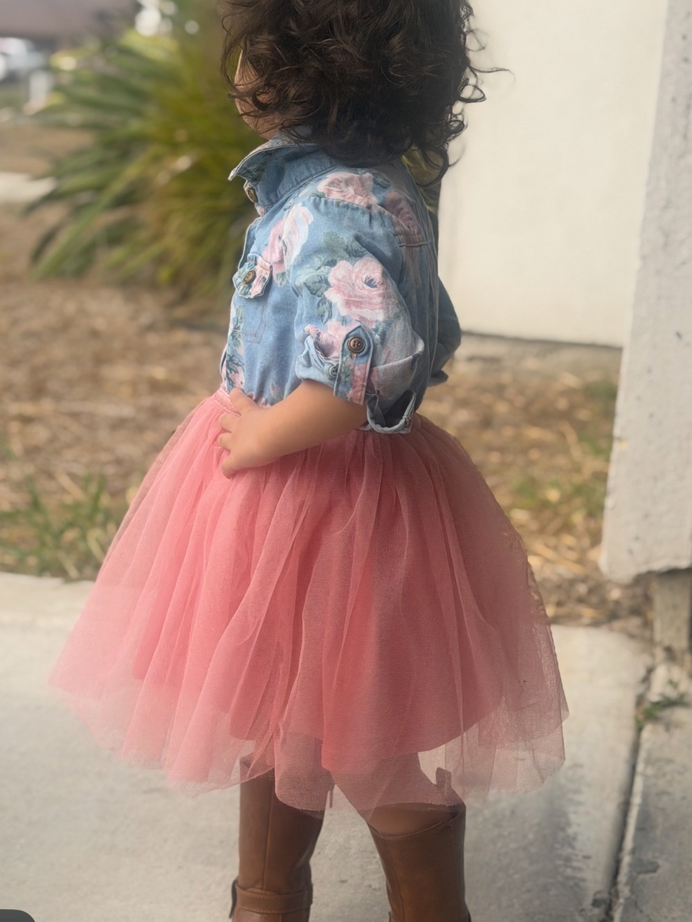 Girls Pink Tulle Skirt with Elastic Waist